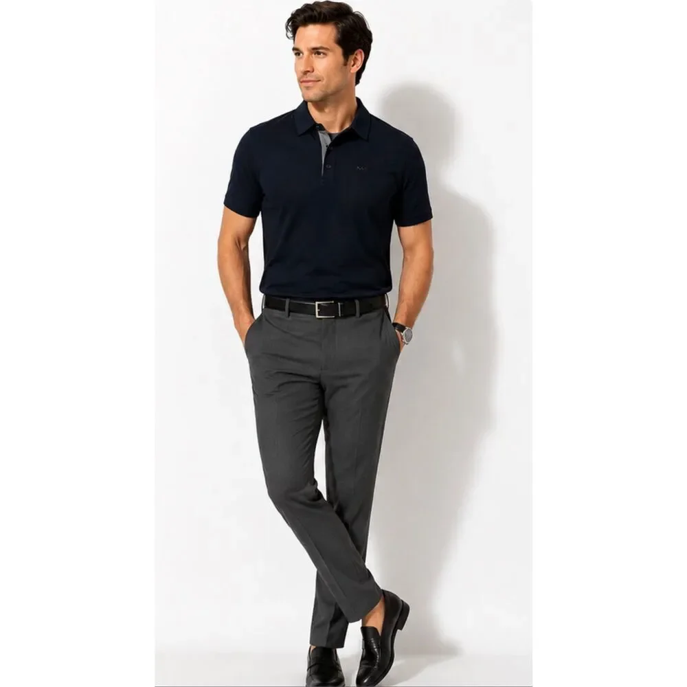 Michael Kors Polo Shirt Mens Small Navy Blue Slim Fit 100% Cotton NWOT Logo